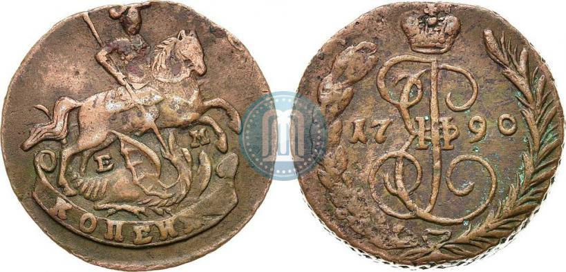 Picture 1 kopeck 1790 year ЕМ 