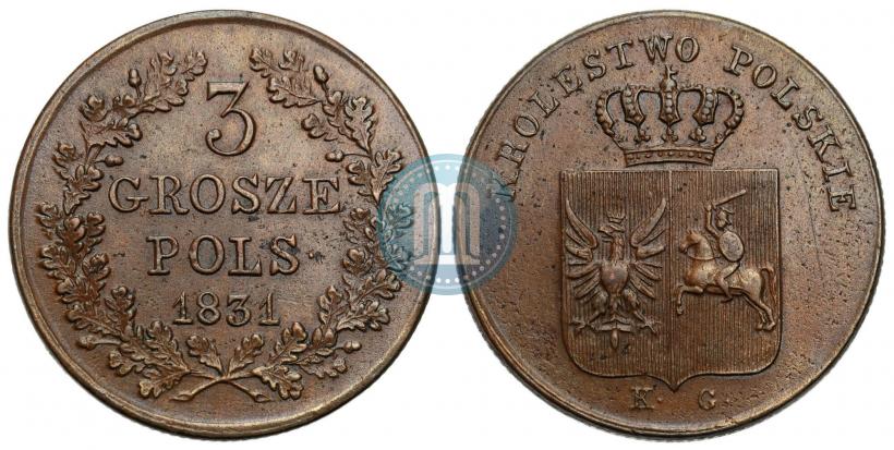 Picture 3 grosze 1831 year KG "Polish uprising"