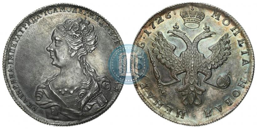 Picture 1 rouble 1726 year  "Moscow type, portrait turned to the left"