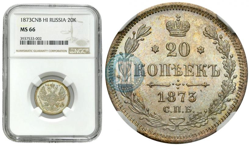 Picture 20 kopecks 1873 year СПБ-HI 