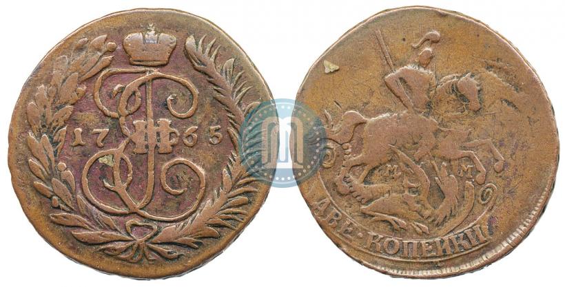 Фото 2 копейки 1765 года ММ 