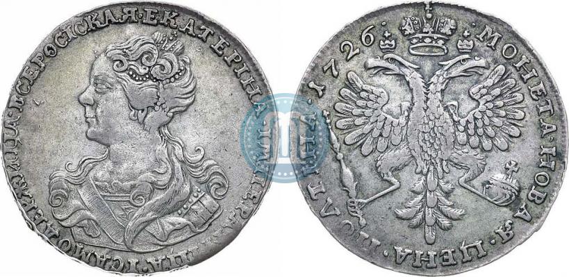 Picture Poltina 1726 year  "Moscow type, portrait turned to the left"