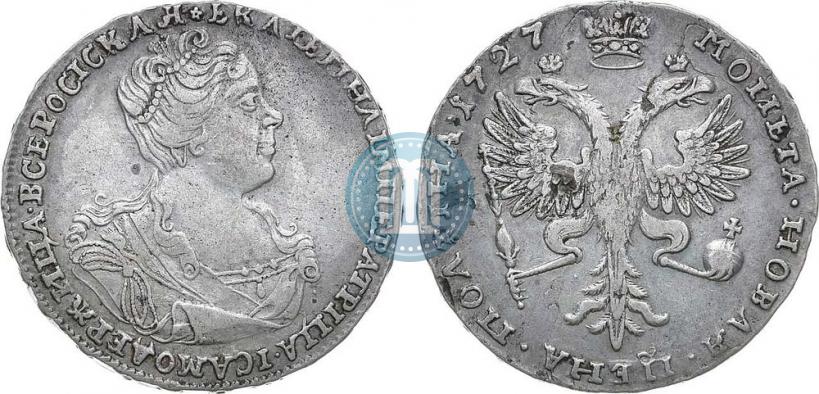 Фото Полтина 1727 года  "Московский тип, портрет вправо"