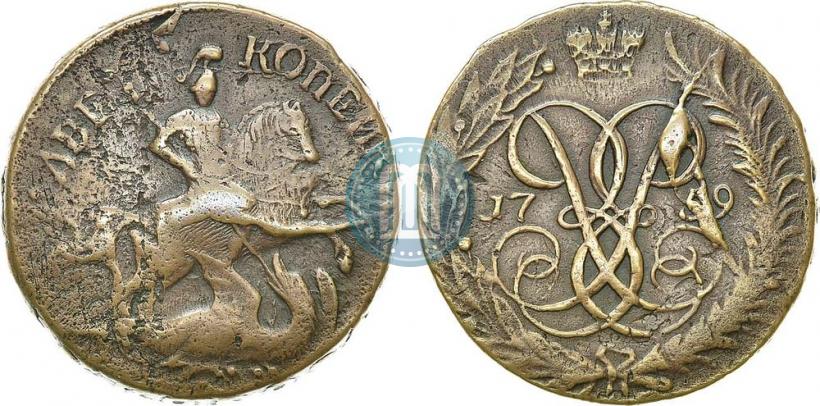 Фото 2 копейки 1759 года  "Номинал над Св. Георгием"