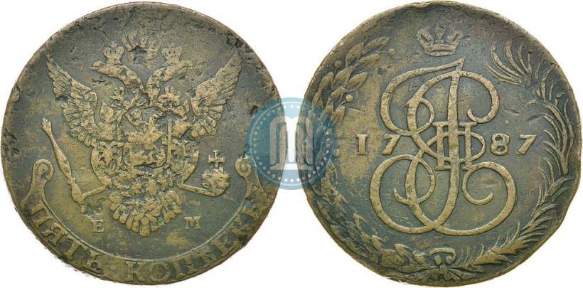 Picture 5 kopecks 1787 year ЕМ 