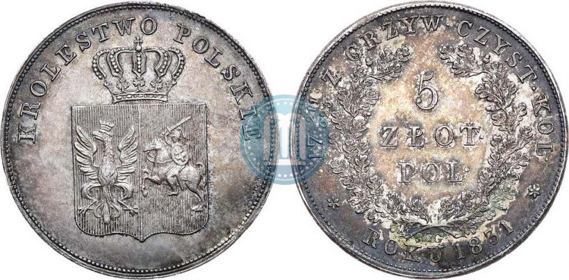 Picture 5 złotych 1831 year KG "Polish uprising"