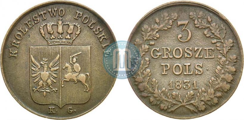 Picture 3 grosze 1831 year KG "Polish uprising"