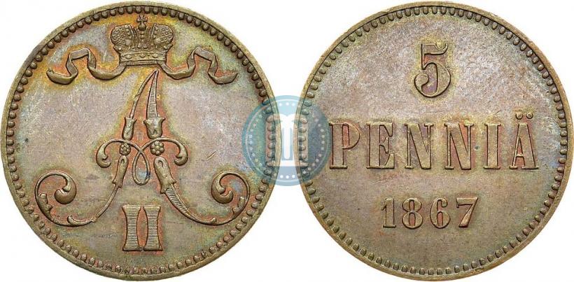 Picture 5 pennia 1867 year  