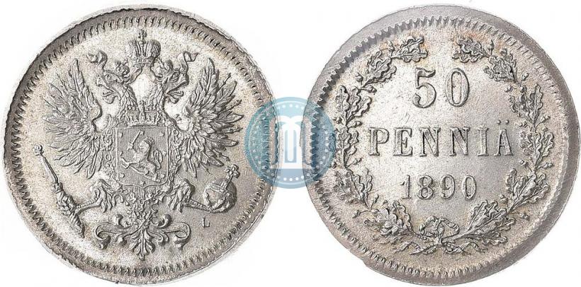 Фото 50 пенни 1890 года L 