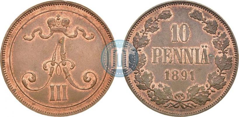 Picture 10 pennia 1891 year  