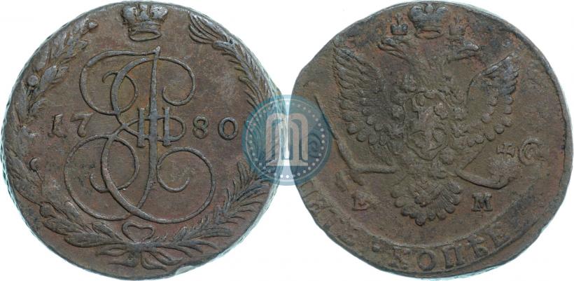 Picture 5 kopecks 1780 year ЕМ 