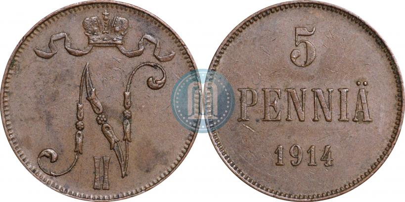 Picture 5 pennia 1914 year  