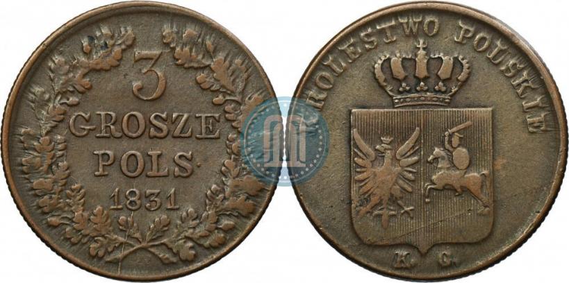 Фото 3 гроша 1831 года KG "Польское восстание"