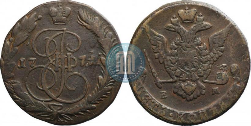 Picture 5 kopecks 1771 year ЕМ 