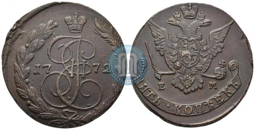 Picture 5 kopecks 1772 year ЕМ 