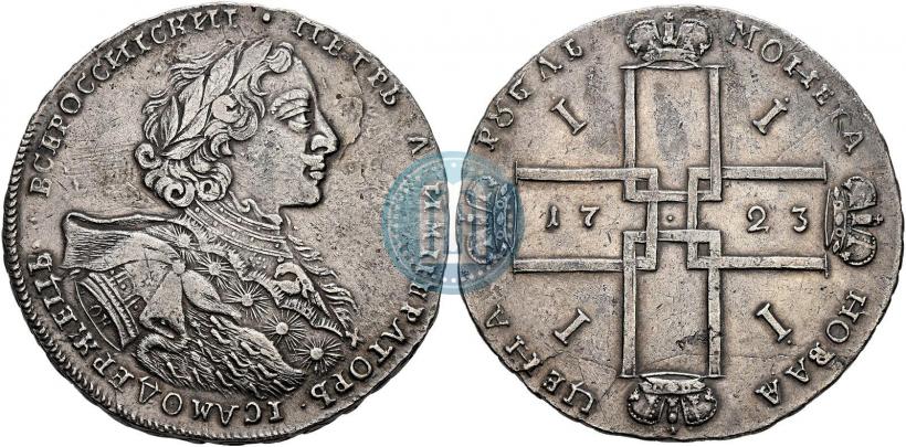 Фото 1 рубль 1723 года OK "Портрет в горностаевой мантии"