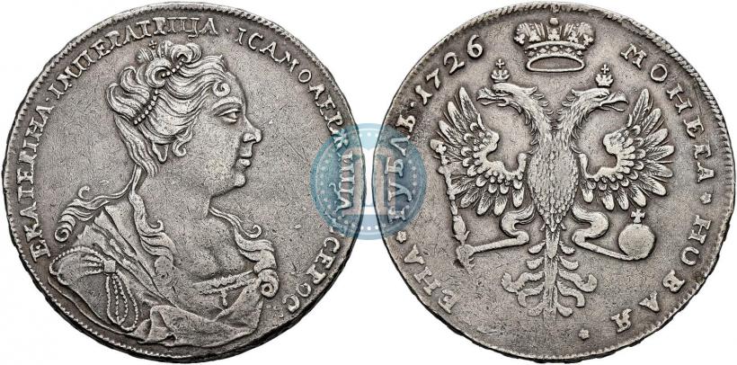 Фото 1 рубль 1726 года  "Московский тип, портрет вправо"