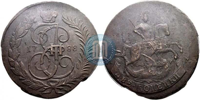 Фото 2 копейки 1788 года ММ 
