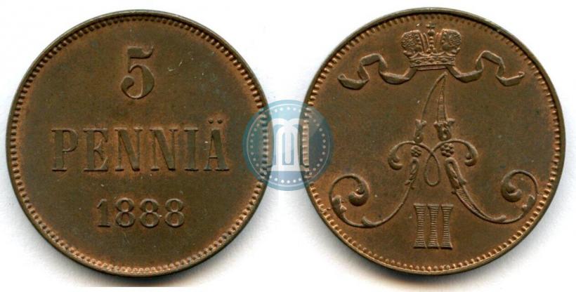 Picture 5 pennia 1888 year  