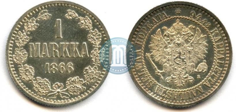 Picture 1 markka 1866 year S 