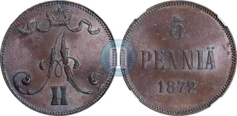 Picture 5 pennia 1872 year  