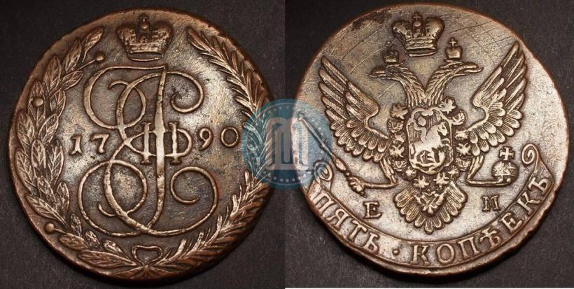 Picture 5 kopecks 1790 year ЕМ 