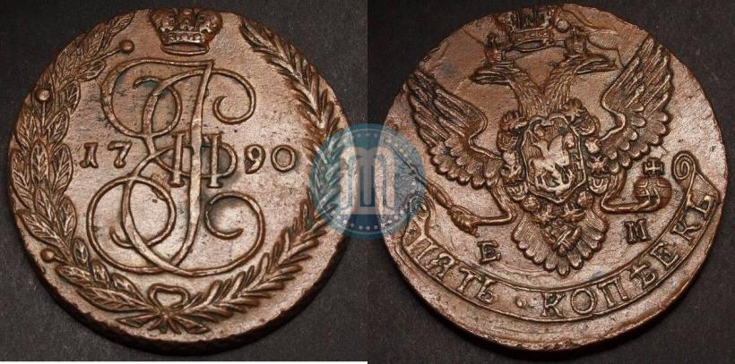 Picture 5 kopecks 1790 year ЕМ 