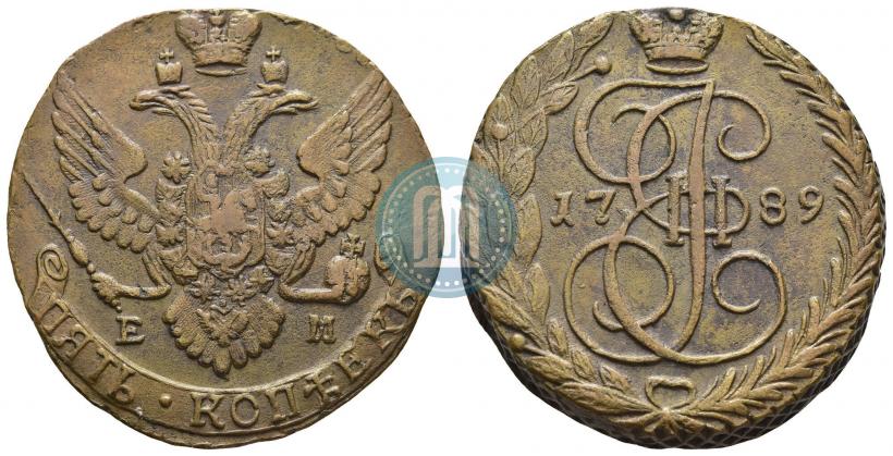 Picture 5 kopecks 1789 year ЕМ 
