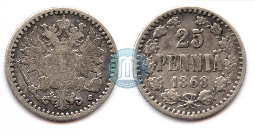 Фото 25 пенни 1868 года S 