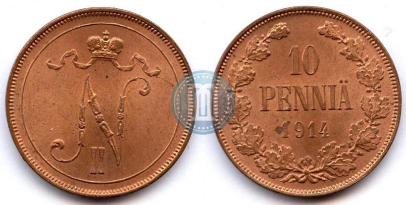 Picture 10 pennia 1914 year  