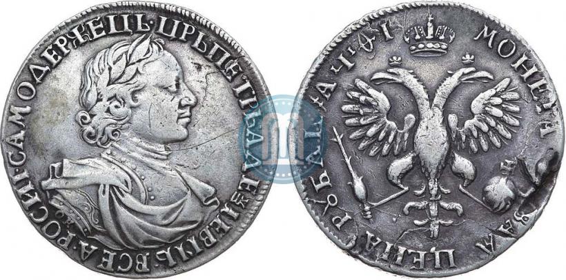 Фото 1 рубль 1719 года OK-L "Портрет в латах"
