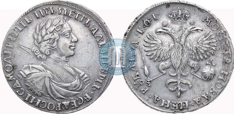 Фото 1 рубль 1719 года OK "Портрет в латах"