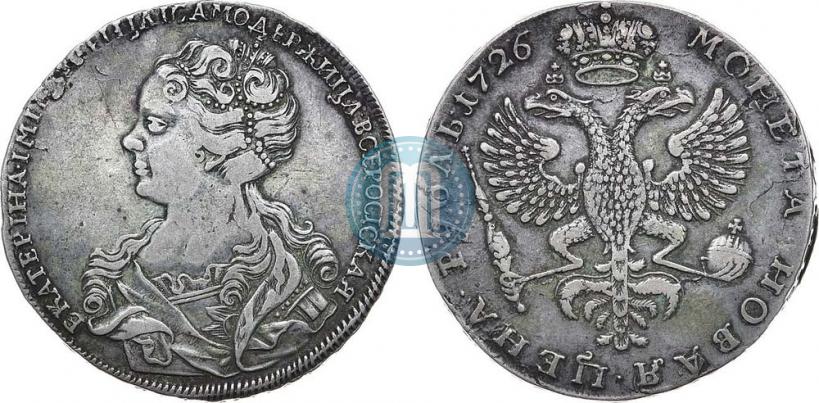 Фото 1 рубль 1726 года  "Московский тип, портрет влево"