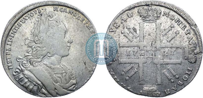 Фото 1 рубль 1727 года СПБ "Петербургский тип"