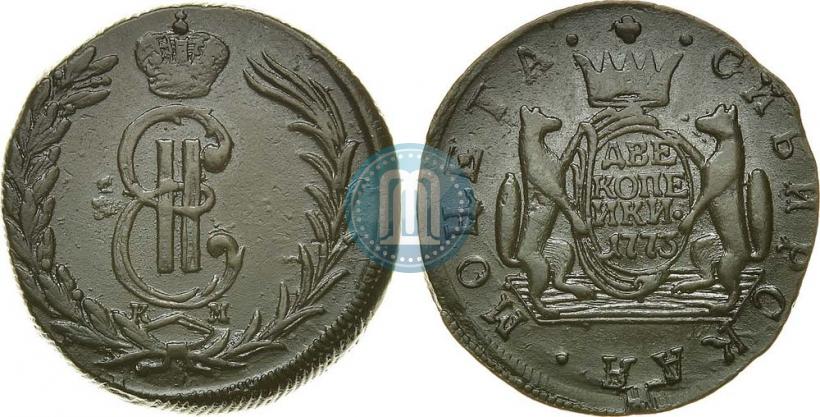 Фото 2 копейки 1773 года КМ 