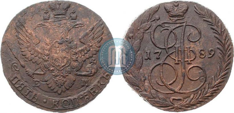 Picture 5 kopecks 1789 year ЕМ 