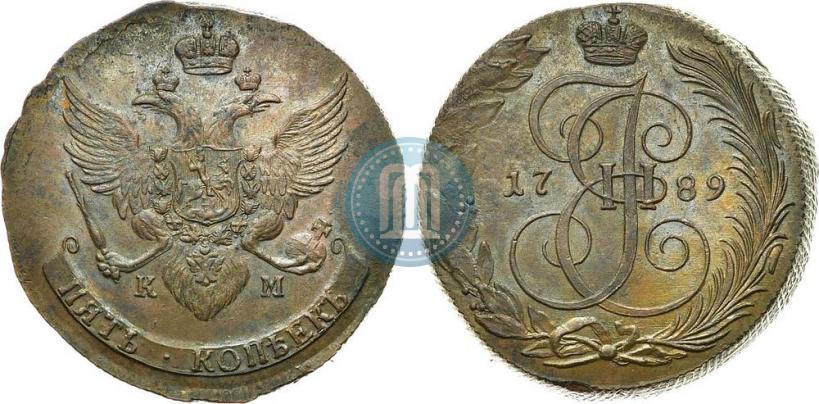 Фото 5 копеек 1789 года КМ 