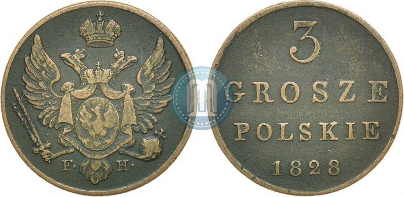 Picture 3 grosze 1828 year FH 
