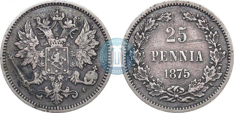 Фото 25 пенни 1875 года S 