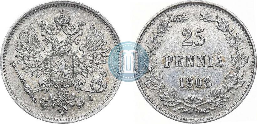 Picture 25 pennia 1908 year L 