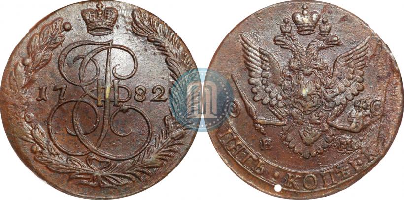 Picture 5 kopecks 1782 year ЕМ 