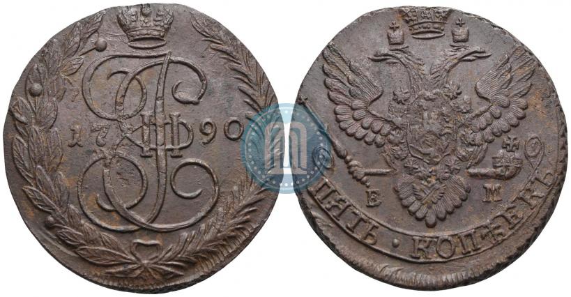 Picture 5 kopecks 1790 year ЕМ 