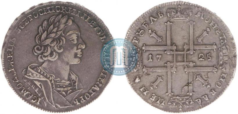 Фото 1 рубль 1725 года  "Портрет в античных доспехах"