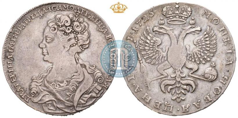 Фото 1 рубль 1725 года  "Московский тип, портрет влево"