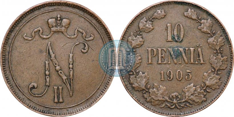 Фото 10 пенни 1905 года  