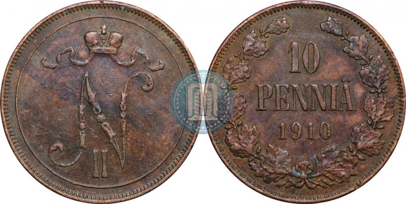 Picture 10 pennia 1910 year  