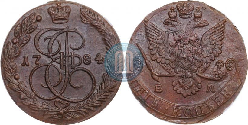 Picture 5 kopecks 1784 year ЕМ 