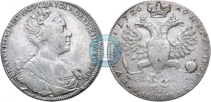 Picture 1 rouble 1726 year СПБ "Petersburg type, portrait turned to the right"
