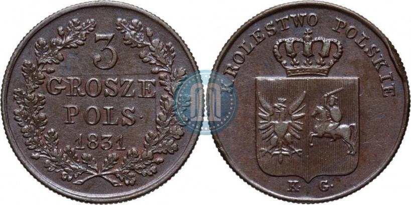 Picture 3 grosze 1831 year KG "Polish uprising"