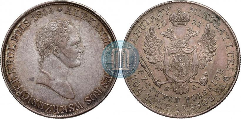 Picture 5 złotych 1831 year KG 